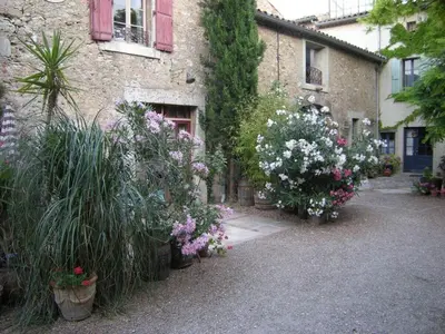 a bunch of flowers in front of a building at 