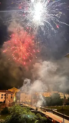 a fireworks display in the sky over a city at Good vibes in Limoux