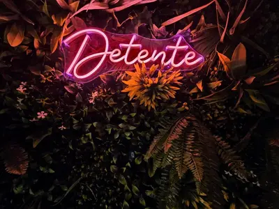 a neon sign that says future on a pile of plants at Tout confort ! Balnéo, Sauna, Cinéma, Climatisation, Parking, WiFi in Carcassonne