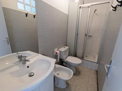 a bathroom with a sink and a toilet and a shower at T2 Climatisé, 5 pers, Parking Protégé, Front de mer - FR-1-797-38 in Port-la-Nouvelle