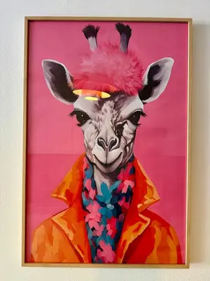 a painting of a giraffe wearing a costume at Evasion dépaysante Canal du Midi La vie en couleur in Castelnaudary