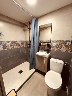 a bathroom with a toilet and a shower at LE PAOLO Appartement Deluxe in Narbonne