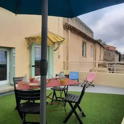 Terrasse avec vue-Spa-Clim sur les 2 niveaux-Famille-Vacances-Week-end