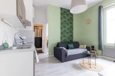 a living room with a couch and a sink at Le 107 CARCA ! in Carcassonne