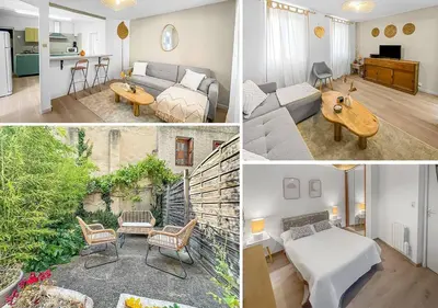 a collage of pictures of a living room and a kitchen at 490 appartement in Carcassonne