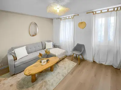 a living room with a couch and a table at 490 appartement in Carcassonne