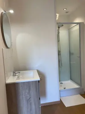 a bathroom with a sink and a shower at Studio Charles De Gaulle IV in Castres