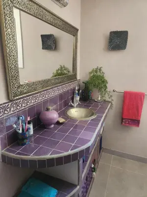 a bathroom with a sink and a mirror at Bulle perchée in Sonnac-sur-lʼHers