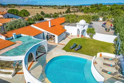 an aerial view of a house with a swimming pool at Villa Les Arches by Villa Plus in Villedaigne