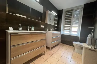 a bathroom with a sink and a toilet at Ostau Agradiu - Maison de maître proche de la Mer in Peyriac-de-Mer