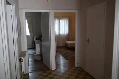 an open hallway with a room with a bedroom at Family Friendly Gite in Quillan in Quillan