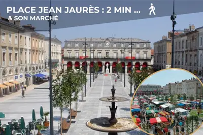 a view of a street in a city with a mirror at Le Savane - Grand Triplex Confort & Chaleureux, 2 Salons in Castres