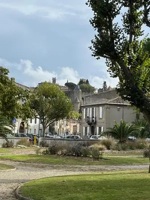 a park with houses and trees and a street at La maison du pont vieux - emplacement de parking gratuit - Proche Cité médiévale in Carcassonne