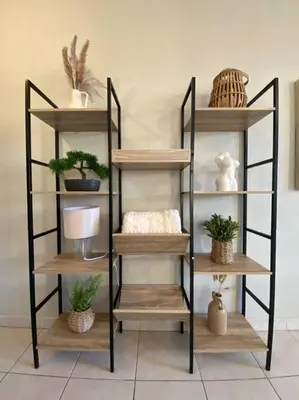 a shelf with potted plants and a lamp on it at T2 Tout Confort - Parking Gratuit in Carcassonne
