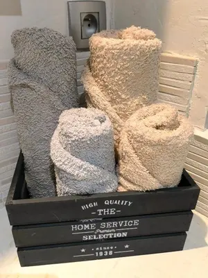 a box filled with different types of fibers at agréable studio in Narbonne