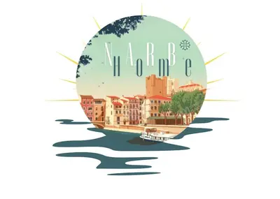 a city in the middle of the water with the words marina at Narb'home, Cosy , Parking, Balcon in Narbonne