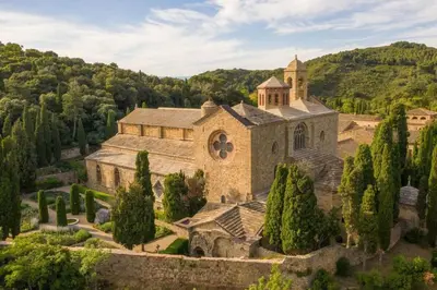 an aerial view of a church with a tower at Le Baroque Studio Wifi in Narbonne