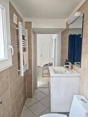 a bathroom with a sink and a toilet at Tour Ouest - T2 entre Cité Médiévale et Bastide in Carcassonne