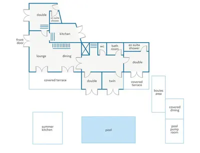 a floor plan of a house at Villa Loupia by Villa Plus in Loupia
