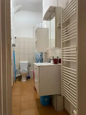 a bathroom with a sink and a toilet in it at Appartement spacieux à Lézignan-Corbières de 75 m² in Lézignan-Corbières