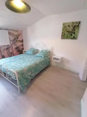 a bedroom with a bed in a room at bel appartement in Mirepoix