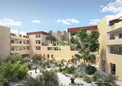 an artist rendering of an apartment building with a garden at DOMITYS - Carmina in Carcassonne