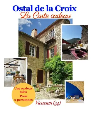 a collage of photos of a house at Ostal de la Croix Vieussan in Vieussan