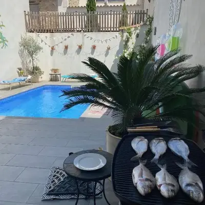 Stylish large house with heated pool in historic village