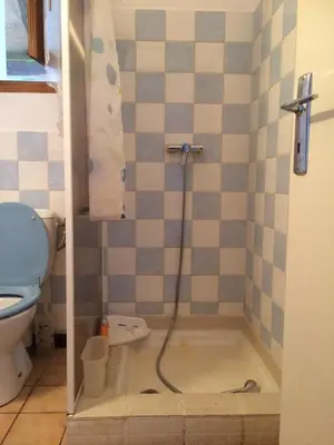 a bathroom with a shower with a toilet at Maison de Vacances in Pradelles-Cabardès
