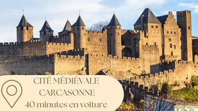 a castle with a sign in front of it at Instant villa Serenity - 8 people with a view in Narbonne