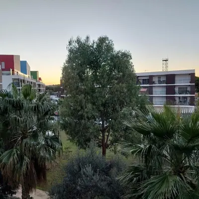 a view of a city with trees and buildings at Grand Studio à 300m de la plage dans Résidence calme - une seule pièce in Gruissan