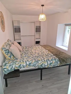 a bedroom with a bed in a room at village house in Villegly