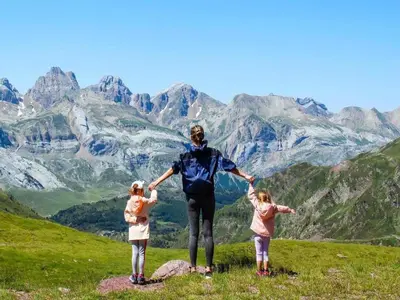 a man and two children standing on top of a mountain at Cozy Family Getaway Home in Quillan