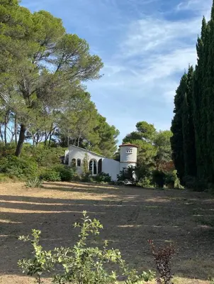 an old house in the middle of a field at Architect's house Cleopatra luxury , private pool in heart of nature for 2 people in Quarante