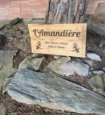 an aerial view of a river with trees and rocks at L'Amandière in Cucugnan