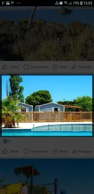 a collage of two pictures of a house and a swimming pool at omer port la nouvelle in Port-la-Nouvelle