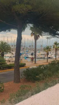 a view of a marina with boats in the water at L'Escapade Marine in Gruissan