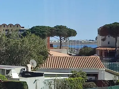 arial view of a building with trees in the background at Gruissan - T2 Mezzanine Climatisé - 6 Pers - Parking Proche Plage - FR-1-796-87 in Gruissan