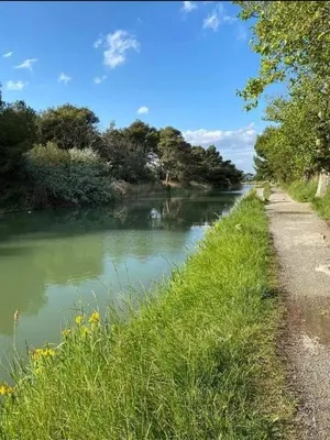 a collage of pictures of a city and a river at Casa Alegria in Portel-des-Corbières