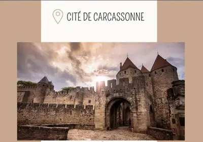 a picture of a castle with the words gift de carcassonne at Maison Pagnol in Pépieux