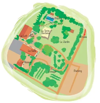 a drawing of a map of a park at Artistic Loft Near Carcassonne in Cavanac