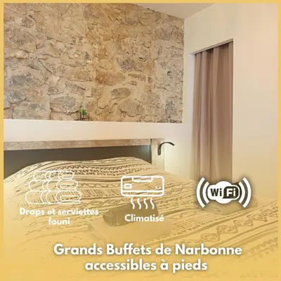a collage of photos with the words happy wfd and its grand buildings at Kalipay - 7 min à pied des Grands Buffets in Narbonne