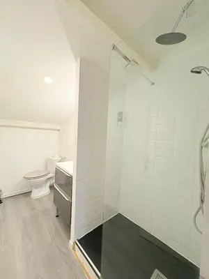 a bathroom with a shower and a toilet at Le Refuge du Midi in Pamiers