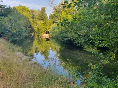 a river with trees on the side of it at Villa de l Ode in Mirepeisset