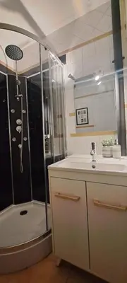 a bathroom with a shower and a sink and a shower at Charmant studio à Castres in Castres