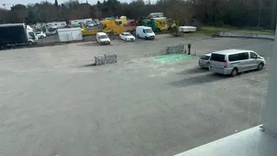 an aerial view of a parking lot with cars and trucks at Local, Training room, seminars, meetings, courses, formation in Castelnaudary