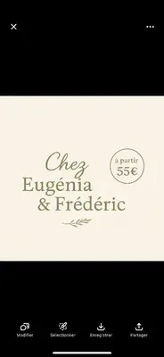 a black and white logo for a restaurant and refectory at Chez Eugénia & Frédéric in Port-la-Nouvelle