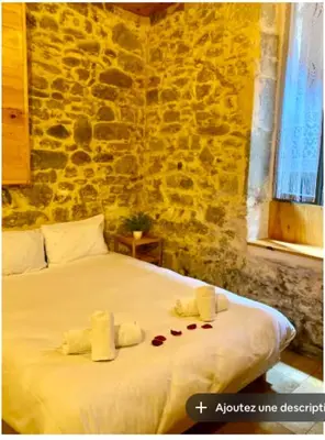 a bedroom with a bed with roses on it at Studio Julia in Carcassonne