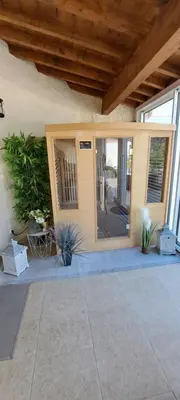 a front door of a house with plants at Le nid du canal in Pezens