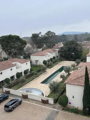 an aerial view of a house with a swimming pool at La Redorte 29 in La Redorte